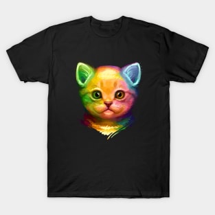 Kitty Colorful Painting T-Shirt